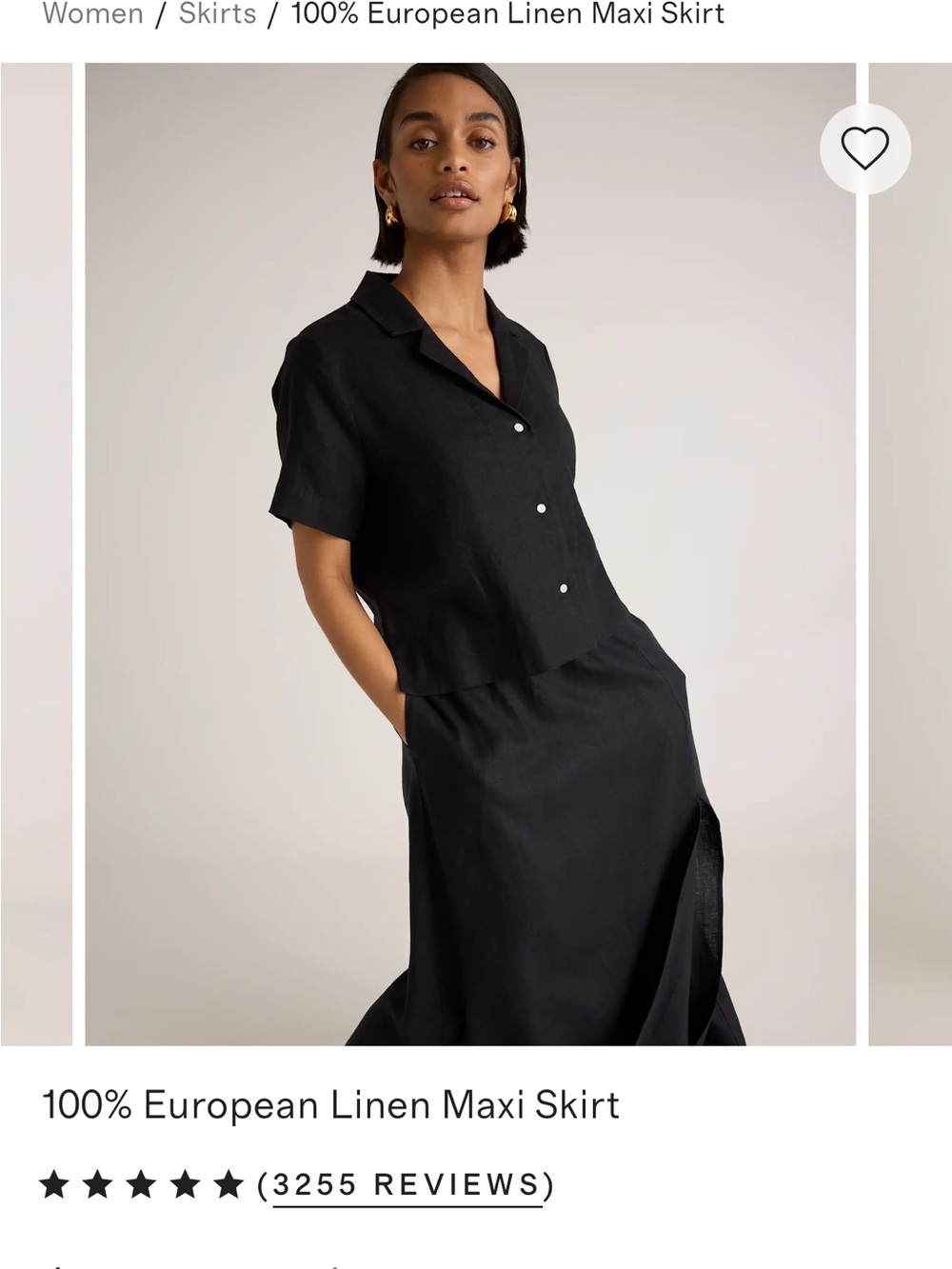 Quince Black Linen Maxi Skirt - Picture 3 of 5
